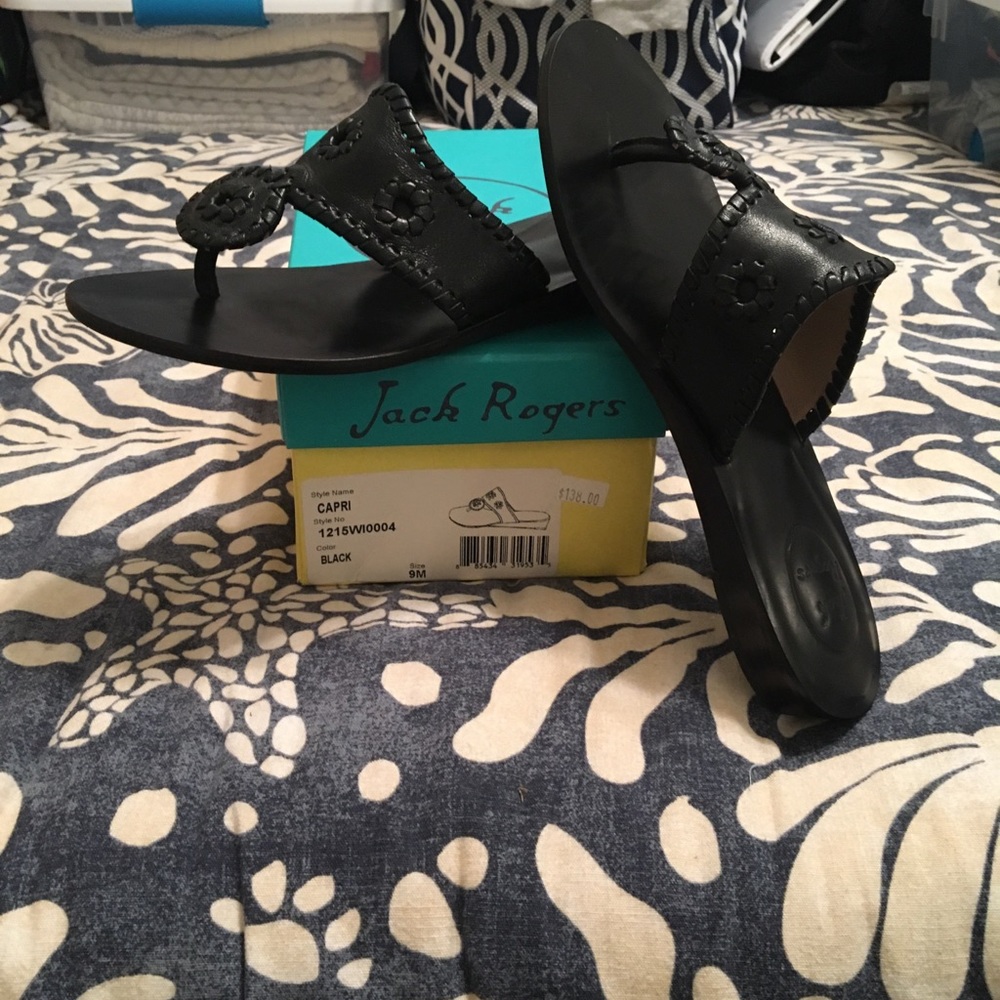Jack Rogers Black Capri Sandals size 8